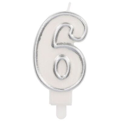 Candle Simply Chic Silver Number 6 - 9 cm