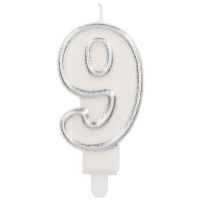 Candle Simply Chic Silver Number 9 - 9 cm