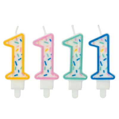 Candle Sprinkles Number 1 Assorted - 9 cm