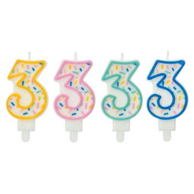 Candle Sprinkles Number 3 Assorted - 9 cm