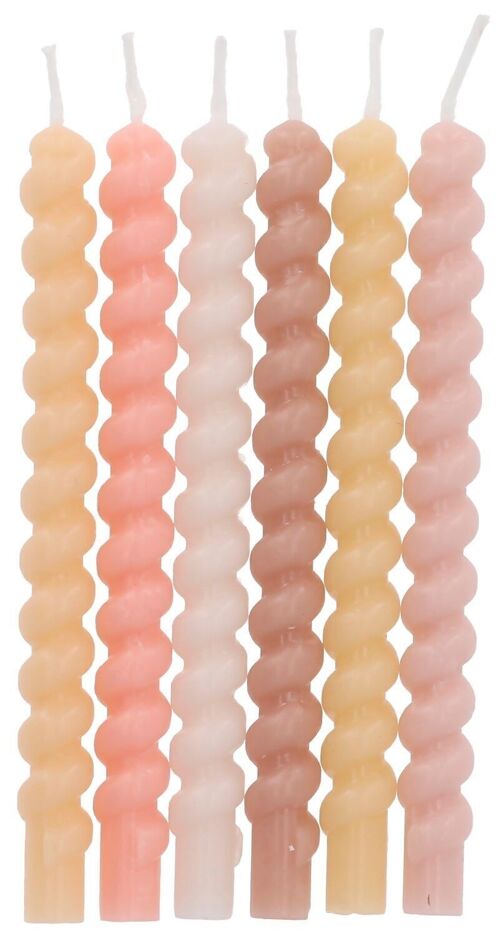 Candles Twister Pale Pastel - 10 cm - 12 pieces