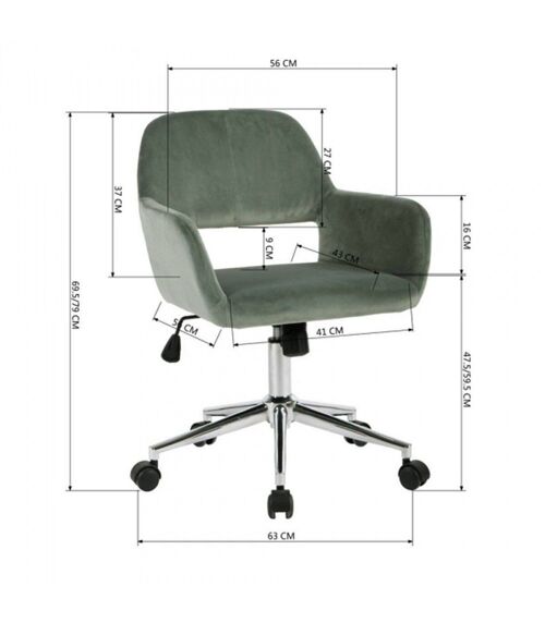 Chaise de bureau en velours ajustable - Vert
