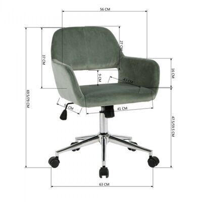 Verstellbarer Bürostuhl aus Samt – Grün