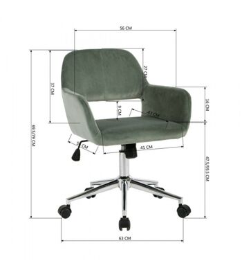 Chaise de bureau en velours ajustable - Vert 1