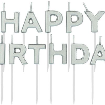 Set candele 'Happy Birthday' Argento - 2 cm