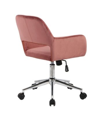 Chaise de bureau en velours ajustable - Rose 2