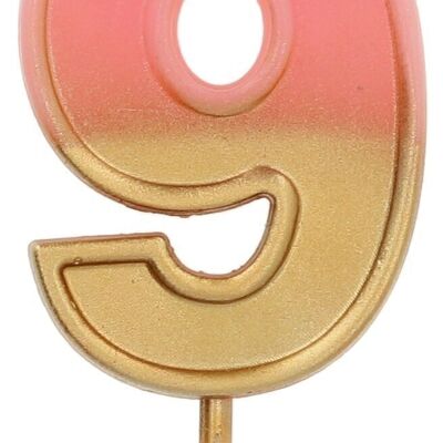 Candle Retro Number 9 Pink - 5 cm