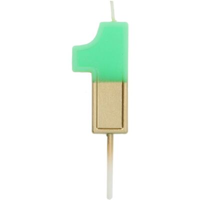 Candle Retro Number 1 Green - 5 cm
