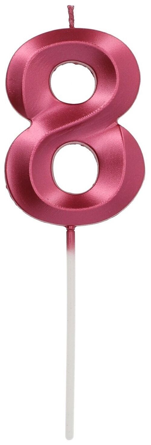 Candle Glamour Number 8 Pink Metallic