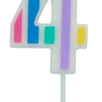 Candle Pastel Number 4 Multicolour