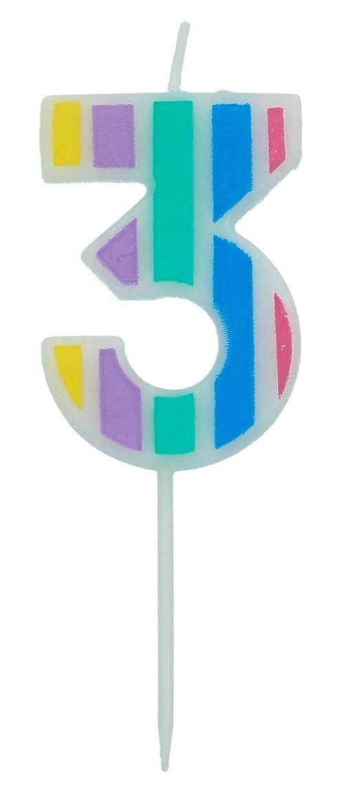Candle Pastel Number 3 Multicolour