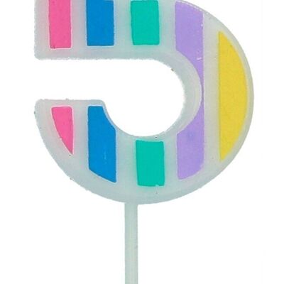 Candle Pastel Number 5 Multicolour