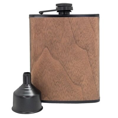 8oz Stainless Steel Hip Flask Wood Design