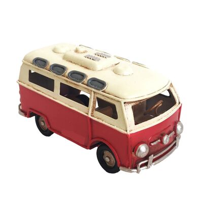 Mini furgoneta de hojalata roja en miniatura