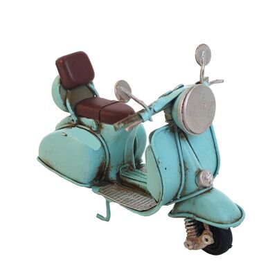 Modèle miniature en étain de scooter turquoise en métal