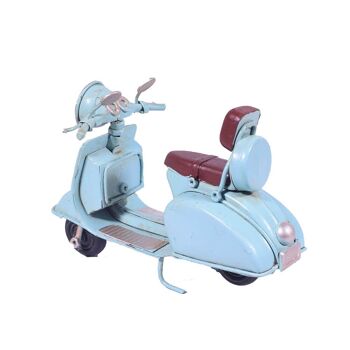 Modèle miniature en étain de scooter turquoise en métal 2