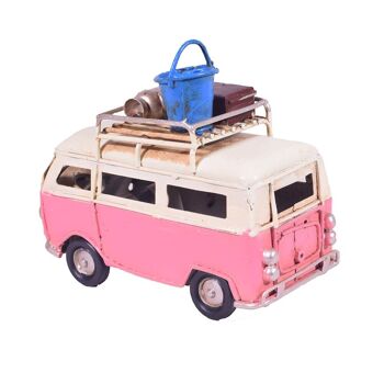 Mini miniature de bus van en étain rose 2