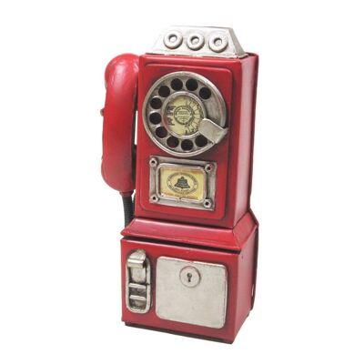 Red Metal Telephone Decoration