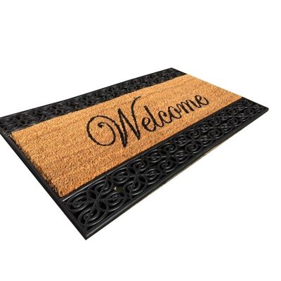 Welcome doormat brown and black 45 x 75 cm