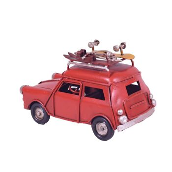 Miniature de voiture rouge rétro en étain 2
