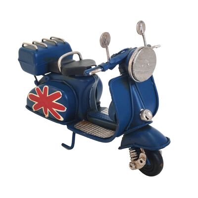 Modèle miniature en étain de scooter bleu en métal