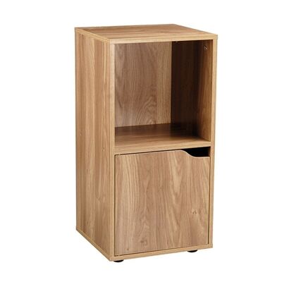 Bookcase 2 compartments wood decor 1 door