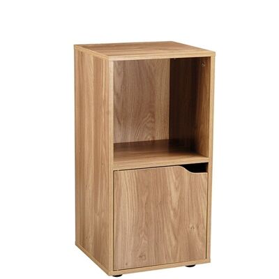 Bookcase 2 compartments wood decor 1 door