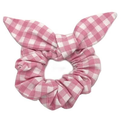 Scrunchie with pink gingham “LOLA” bow