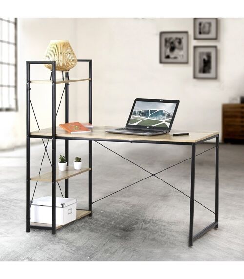 Bureau L120cm avec 4 étagères style industriel