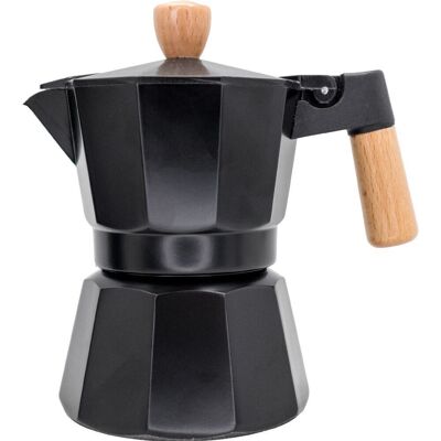 Cafetera Italiana de Inducción 3 tazas Diseño Negro Madera