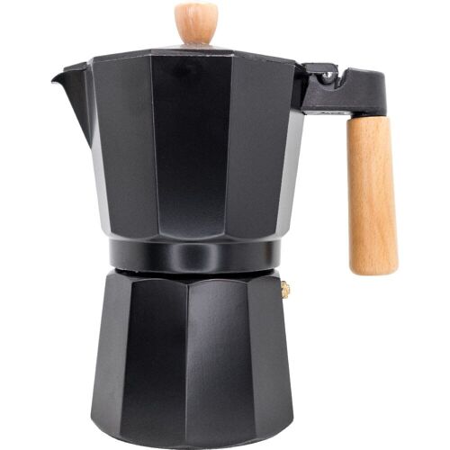 Compra Cafetera Italiana de Inducción 9 tazas Diseño Negro Madera