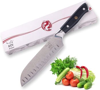 Couteau Santoku KOI ARTISAN Chefs - Couteaux japonais Damas 7 pouces VG10 Super Steel 1