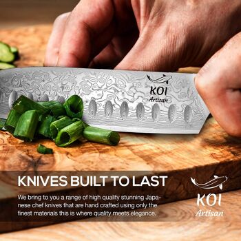 Couteau Santoku KOI ARTISAN Chefs - Couteaux japonais Damas 7 pouces VG10 Super Steel 7