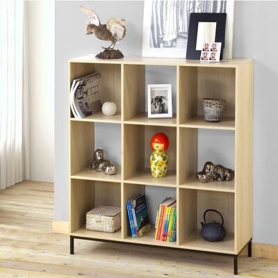 9-compartment storage shelf with metal legs