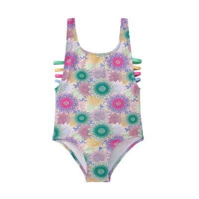 GIRL'S SWIMSUIT WITH BIG FLOWERS