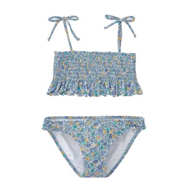 BIKINI TOP FOR GIRL WITH BLUE AND YELLOW FLOWERS