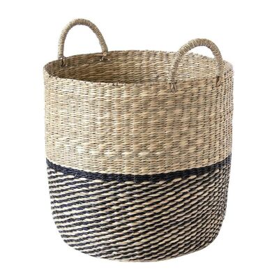Two-tone round seagrass basket