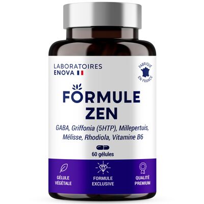 FORMULE ZEN | GABA, Griffonia, Millepertuis, Mélisse, Rhodiola, Vitamine B6 | Anti Stress Naturel | 30 jours de Relaxation | Complement alimentaire | Fabriqué en France