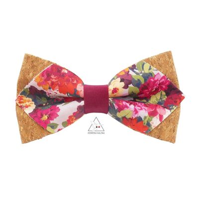 Cork and pointed Liberty bow tie - Catsworth garden raspberry