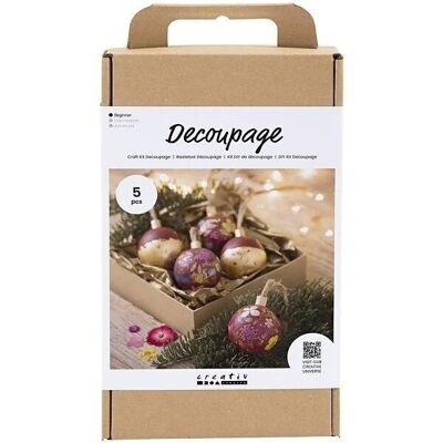 DIY decoupage kit - Christmas balls - 5 pcs
