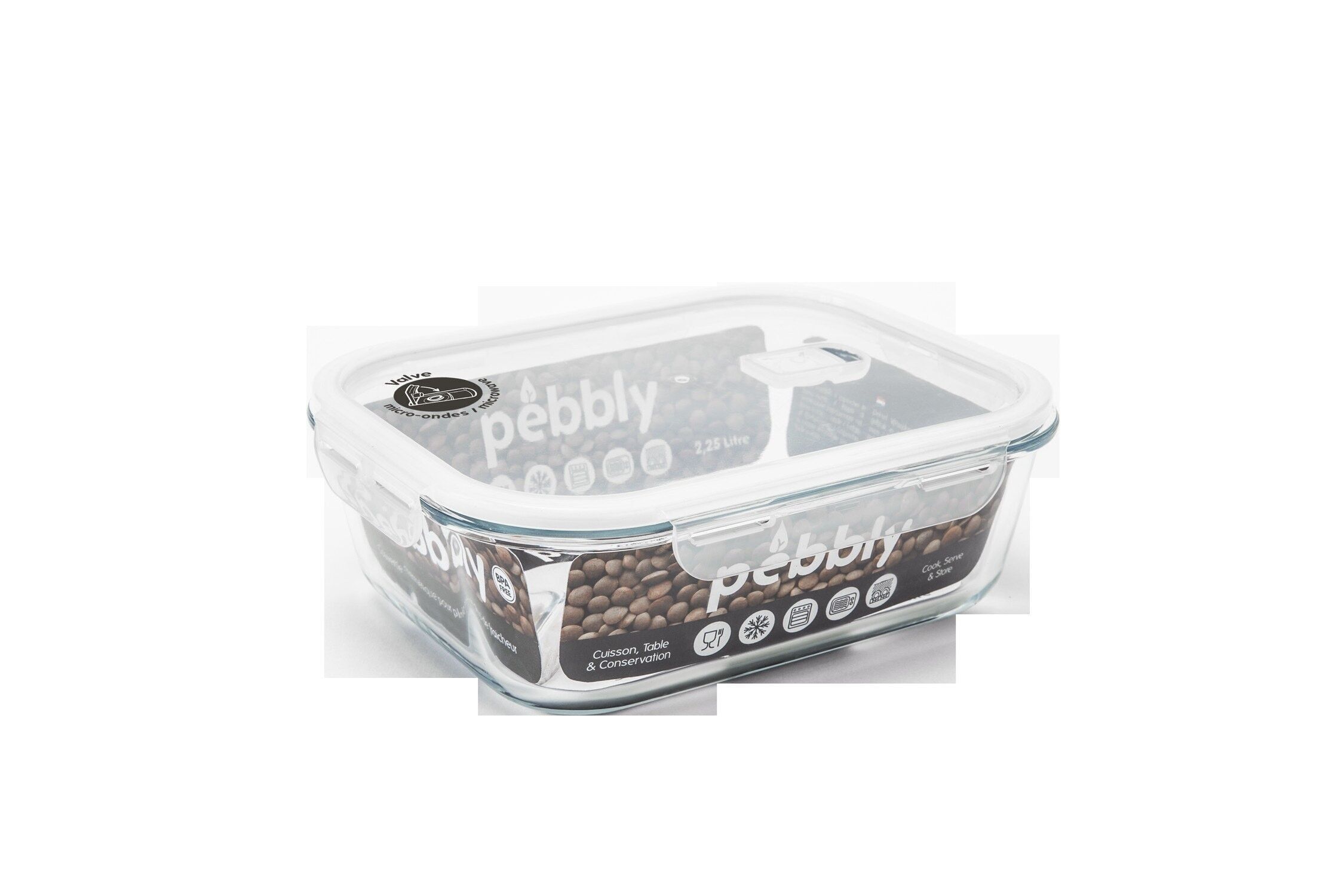 Rechteckiger Vorratsbehälter aus Glas - 2,25 L