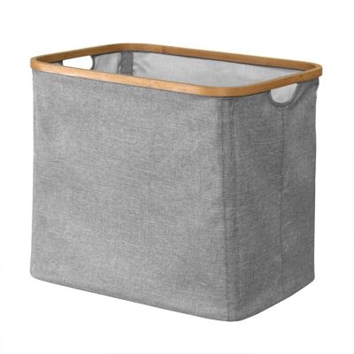 Cesta de lavadero plegable con marco de bambú gris