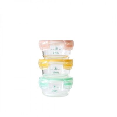 Set of 3 graduated glass baby containers - 240 ml