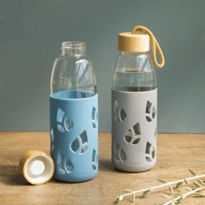 Portable glass and silicone bottle - 550 ml