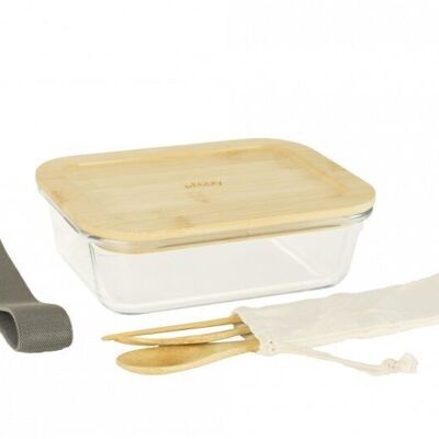 Nomadic glass/bamboo lunch box & bamboo cutlery - 1 L