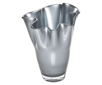 Vase en verre avec bulles ondulées, couleur argent, vase de table métallique 2