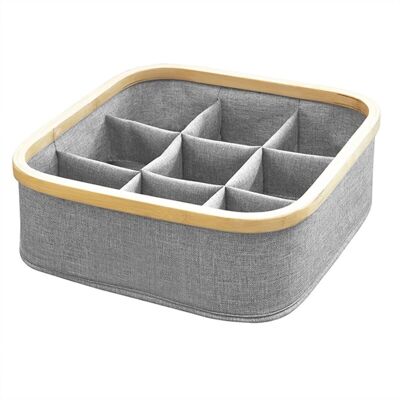 Bamboo frame basket 9 compartments gray color