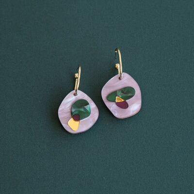 Puddle Gold Hoop Earrings in Lilac