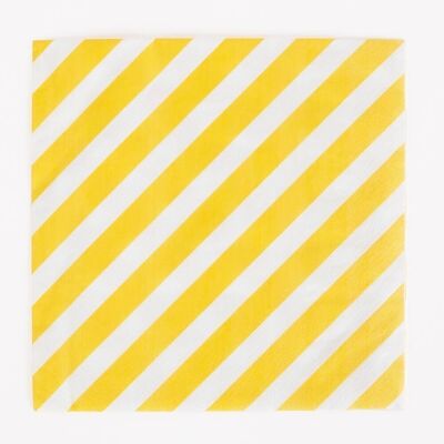 20 Paper napkins: yellow stripes