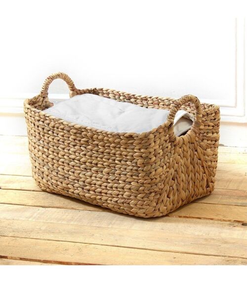 Panier en Jacinthe d'eau avec poignées - Hauteur 27 cm
